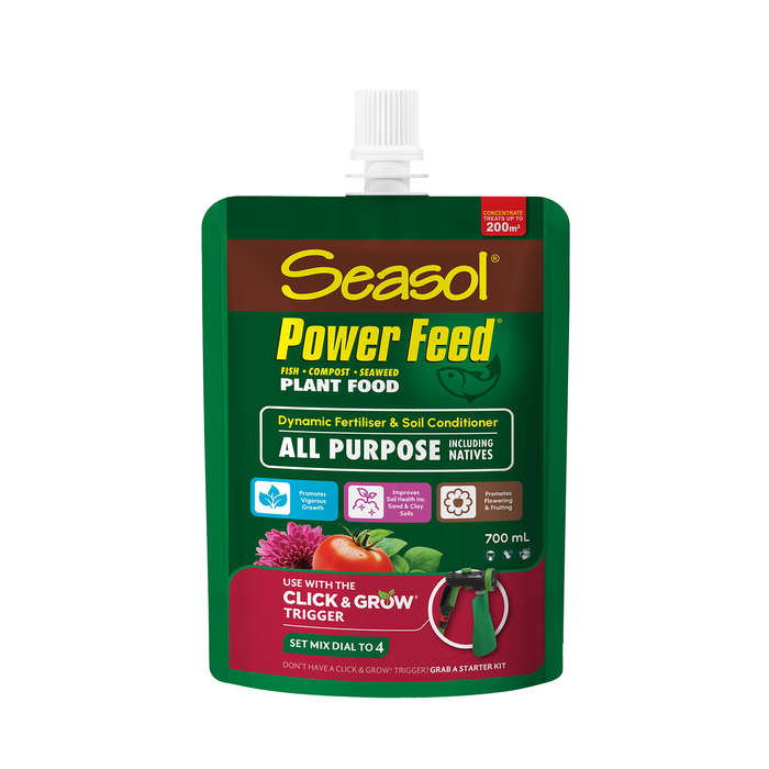 Seasol Power Feed 700ml Click And Grow Fertiliser And Soil Conditioner Pouch