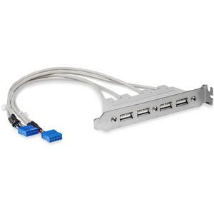 Startech.com 4 Port Usb A Female Slot Plate Adapter - Usb Panel - 4 Pin Usb Type A (f) - 4 X 4-pin Usb 2.0 Type A