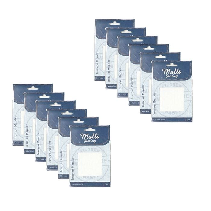 12pk Malli Sewing Black/white Asstd  Iron-on Mender Fabric Patch