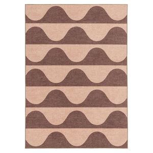 Loopsie-400cm X 300cm-sobe Pink And Burgundy Wave Stripe Indoor Outdoor Washable Rug