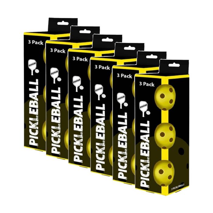 6x 3pc Braz Outdoor Sports Play Pickleball Balls Set Fluro Yellow ...