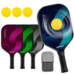 Advwin Carbon Fiber Pickleball Paddles Set with Lightweight Grip, Includes 4 Pickleballs & 4 Balls & Carry Bag