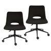 La Bella Black 2 Set Office Desk Chair - Loop Yarn Fabric Home Swivel Chair Cut-Out Seat HALO