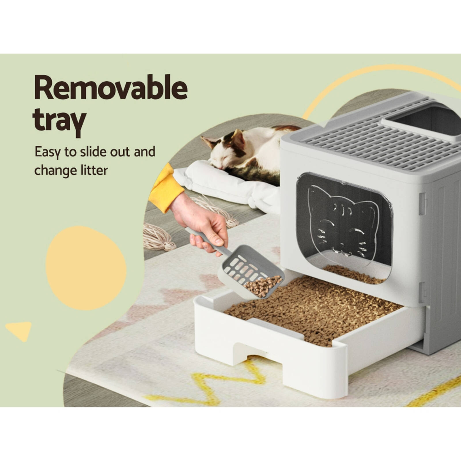 Cat Litter Box Large Tray Kitty Toilet Enclosed Hooded