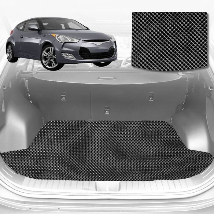 6D Diamond Car Boot Mat for Hyundai Veloster (FS)2011-2018-Hatch-Cargo Mat-Black-Outback GT