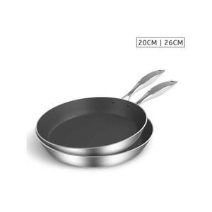 SOGA Stainless Steel Fry Pan Induction Non Stick Interior -(20cm 26cm)
