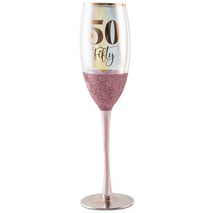 Pink Glitterati 50th Champagne Stemmed Drinking Glass 150ml