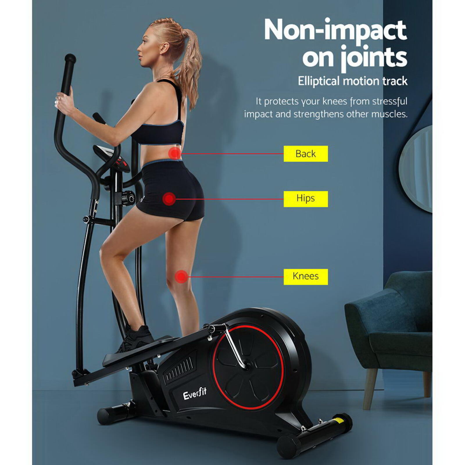 Everfit Black Elliptical Cross Trainer Exercise Bike Bunnings Australia