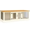 Paws and Willow Double Arctic White with Natural Top Wooden Dog Crate Hinged Door with Bars