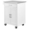 Costway Kitchen Island Wood Trolley Adjustable Utility Storage Cart Cabinet-White