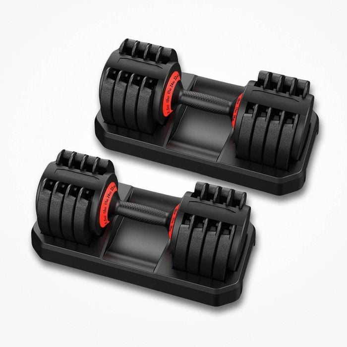 FitnessLab 2x32kg Adjustable Dumbbells Dumbbell Set Weight Dumbbells Plates 64kg