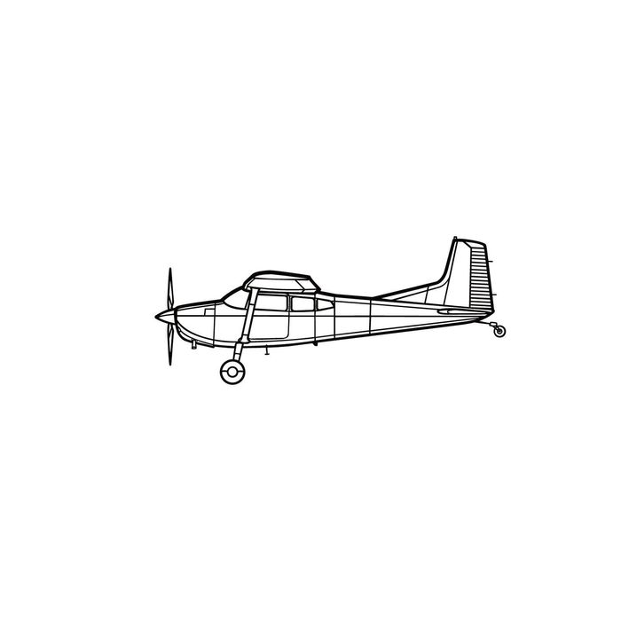Ignite Laser Cessna 180K - Four-Seat Utility Aircraft Silhouette Metal Wall Art Rustic Metal 23.6 inch - 60 cm
