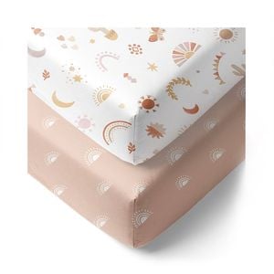 Living Textiles 2 Pack Organic Cotton Cot Fitted Sheets Bohemian Bliss
