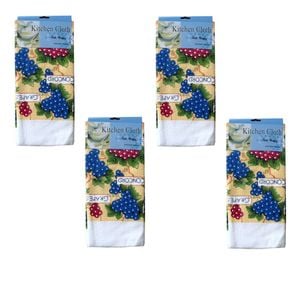 Just Comfort Set of 4 Microfibre Printed Tea Towels Red Grapes