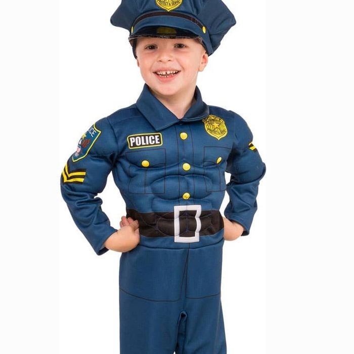 Top Cop Boys Muscle Chest Fancy Dress Costume - Medium