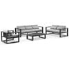 Outdoor Santorini 3+2+1 With Coffee Table In Charcoal With Denim Grey Cushions