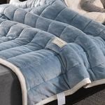CottonMore Large Ultimate Sherpa Blanket Extra Warm Luxurious Plush Throw Rug 200x230cm - Blue