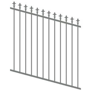 ProtectorAl 0350-1200W x 1200H Palladium Silver Spear Top Pool Fence Panel Raked Up to 15º