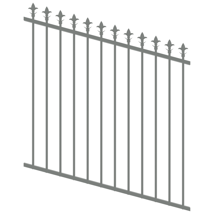 ProtectorAl 0350-1200W x 1200H Palladium Silver Spear Top Pool Fence Panel Raked Up to 15º