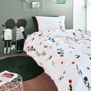 Bedding House Single White Feest Pastel Cotton Quilt Cover Set - Single Bed