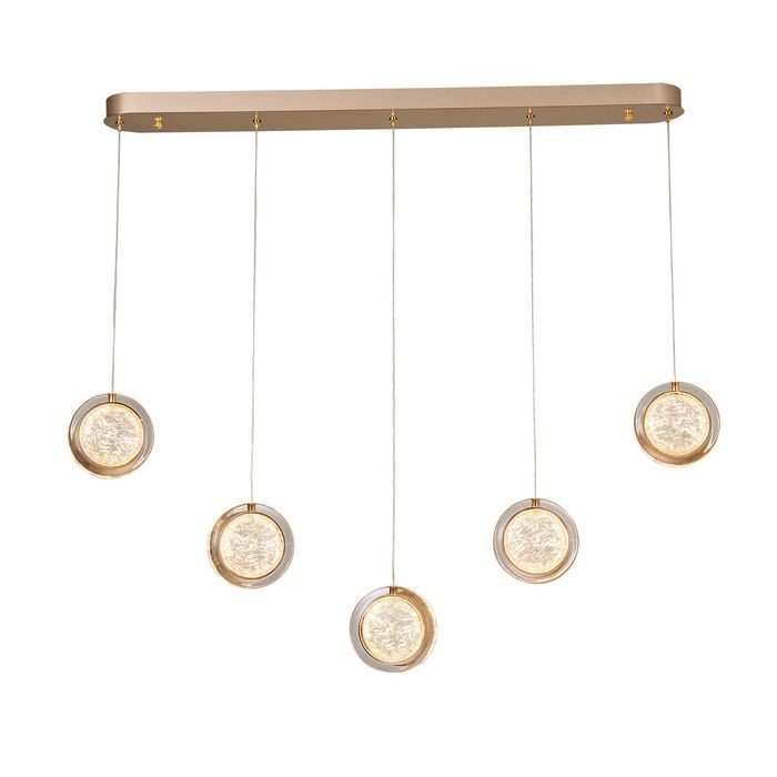 Vencha Yoyo 5 Light Bar Tri-Colour LED Pendant - Gold