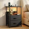 Homfurn Smart Nightstand – Rgb Led, Charging Station (ac/usb/type-c), 2 Foldable Drawers & Shelf, Black