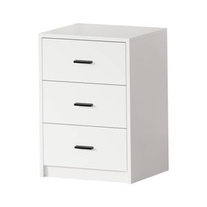 Oikiture Bedside Table 3 Drawers Nightstand Bedroom Storage Side End White