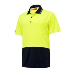 Hard Yakka Yellow Navy Hi Vis Short Sleeve Polo - Size 3XL