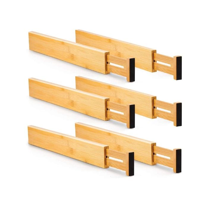 Carla Home 6 Pack Bamboo Adjustable Kitchen Drawer Dividers (large, 44-55 Cm)