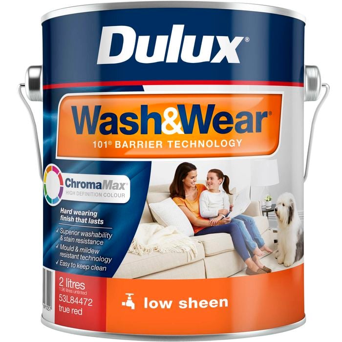 Dulux Wash&Wear True Red Low Sheen Interior Paint - 2L