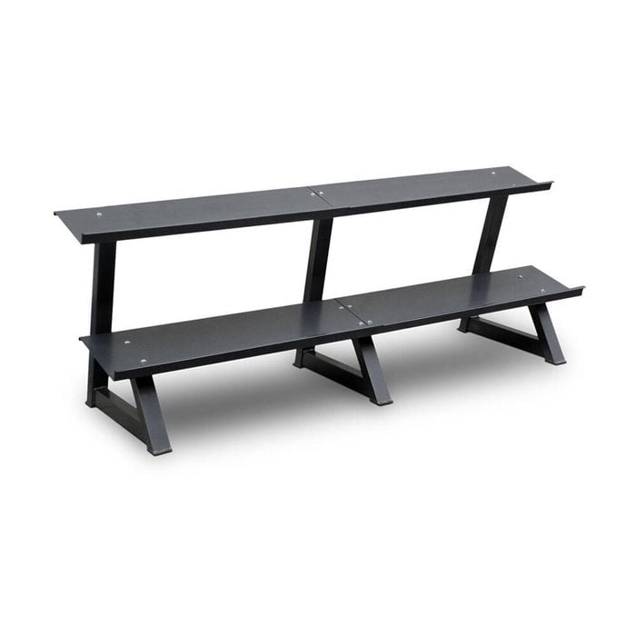 2-tier Flat Tray Dumbell Rack 4-tray Stand Home Gym Storage 220x80cm