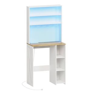 Advwin Bakers Rack with Mini Fridge Stand and Power Outlets  White+Oak