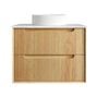 Attica Baia 750mm English Oak Fluted Vanity With Carrara Stone Top 