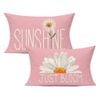 Catzon 2 Pcs Summer Lumbar Pillow Covers Linen Pillowcase for Home Decor-Set 27