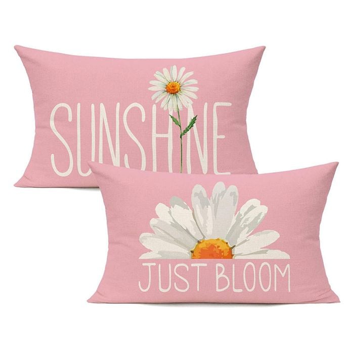 Catzon 2 Pcs Summer Lumbar Pillow Covers Linen Pillowcase for Home Decor-Set 27
