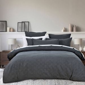 Bianca Hallston King Pre-Washed Cotton Quilt Cover Set - Charcoal