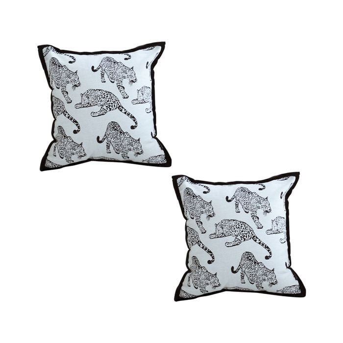 SOGA 2X 45cm White & Black Leopard Throw Pillows