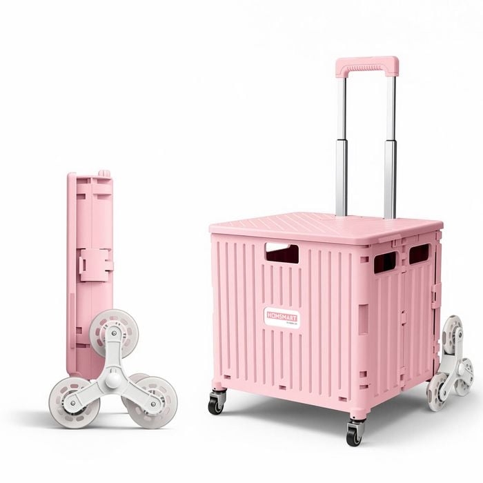 Viviendo Folding Shopping Trolley Portable Grocery Cart Rolling Wheel with Sliding Cover