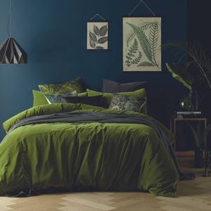 Vintage Design Homewares Super King Dark Olive Green Mossy Road Cotton Velvet Quilt Cover Set