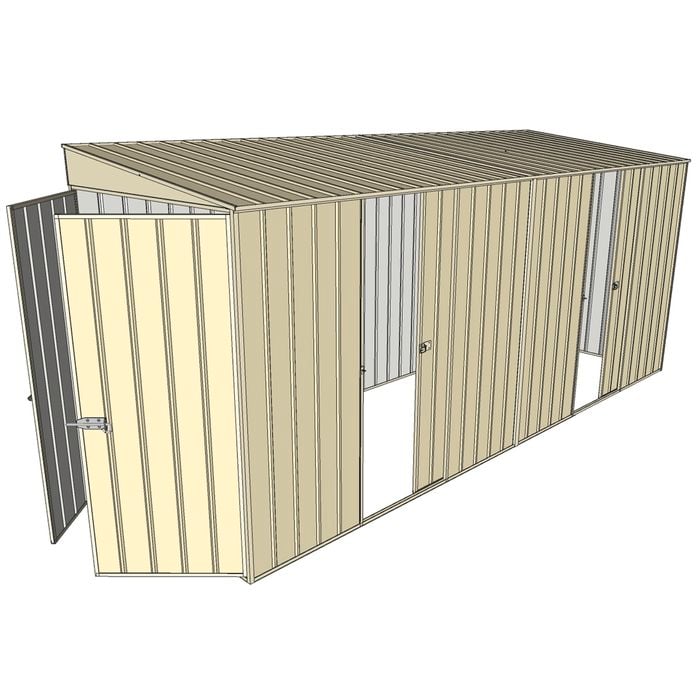Build-a-Shed 1.5 x 4.5 x 2m Dual Single Sliding Side Door Skillion Shed - Cream