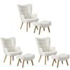 Oikiture 3x Armchair Lounge Chair Ottoman Accent Armchairs Sherpa Sofa White