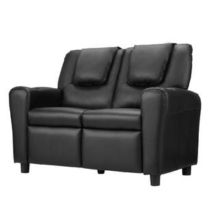 Keezi 1X Kids Recliner Chair Black Sofa