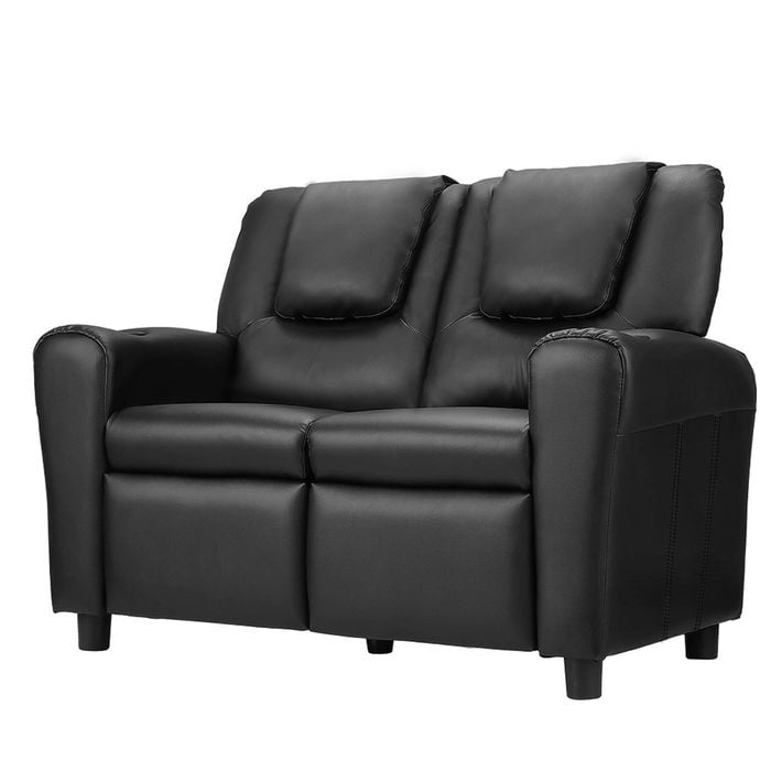 Keezi 1X Kids Recliner Chair Black Sofa