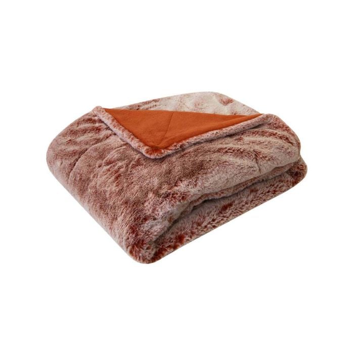 J.elliot Home Archie Faux Fur 130x160cm Throw Blanket - Terracotta
