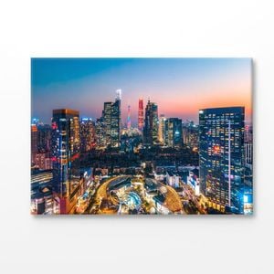 Guangzhou city architecture night view Print 100% Australian Made 180x120cm (Stretched Canvas)