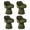 Oikiture 4x Dining Chair Swivel Armchair Lounge Accent Chairs Chenille Green