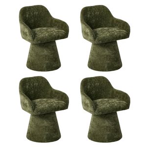 Oikiture 4x Dining Chair Swivel Armchair Lounge Accent Chairs Chenille Green