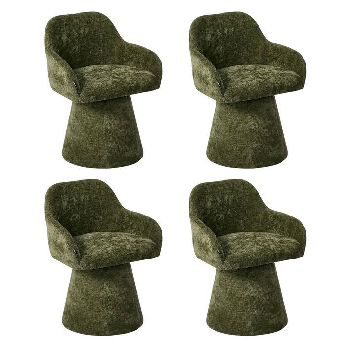 Oikiture 4x Dining Chair Swivel Armchair Lounge Accent Chairs Chenille Green