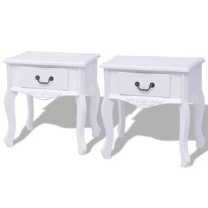 vidaXL 2x Bedside Cabinets White Bedroom Nightstand Drawer End Table