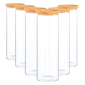 Argon Tableware Glass Storage Jar - Cork Lid - 2 Litre - 6x Modern Round Scandi Organisation Container Glass Jar